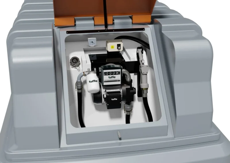 2500 Litre Plastic Bunded Lube Oil Tank - Tuffa Electric Pump